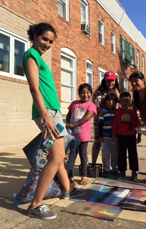 Leonard and Helen R. Stulman Foundation Scholars Grant Recipient Nikki McNeil working with the Latino community in East Baltimore